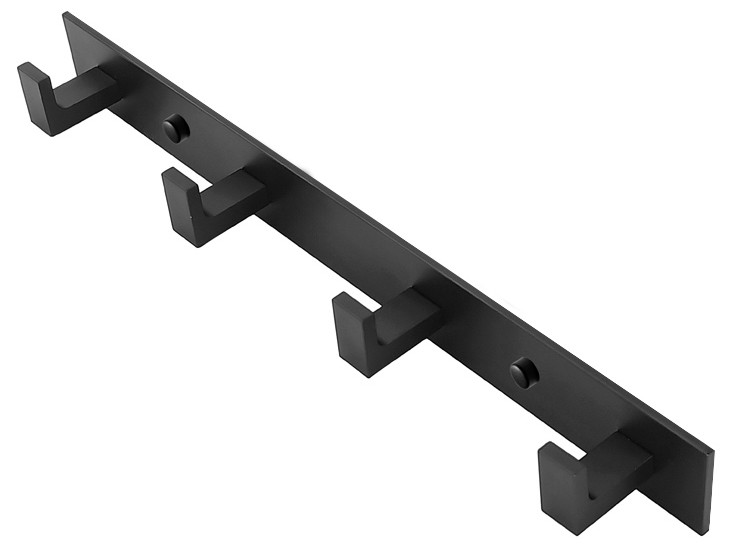 Wieszak Ścienny Metalowy Na 4 Haki MEBLIVA Kusor 35.5 x 4 x 3.7 cm - Czarny