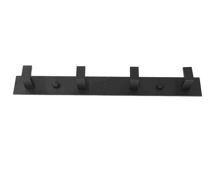 Wieszak Ścienny Metalowy Na 4 Haki MEBLIVA Kusor 35.5 x 4 x 3.7 cm - Czarny