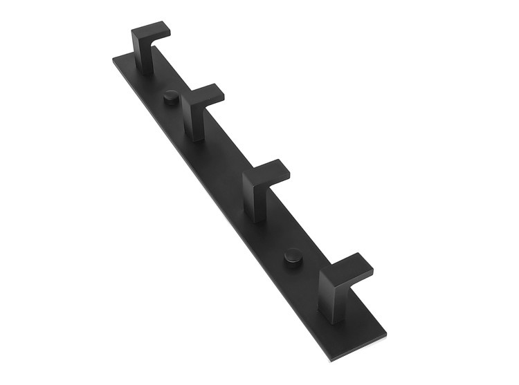 Wieszak Ścienny Metalowy Na 4 Haki MEBLIVA Kusor 35.5 x 4 x 3.7 cm - Czarny