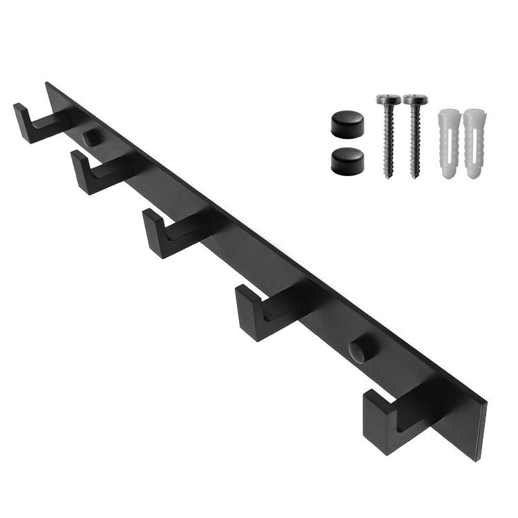Wieszak Na Ubrania Ścienny Metalowy MEBLIVA Kusor 45.5 x 4 x 3.7 cm - Czarny