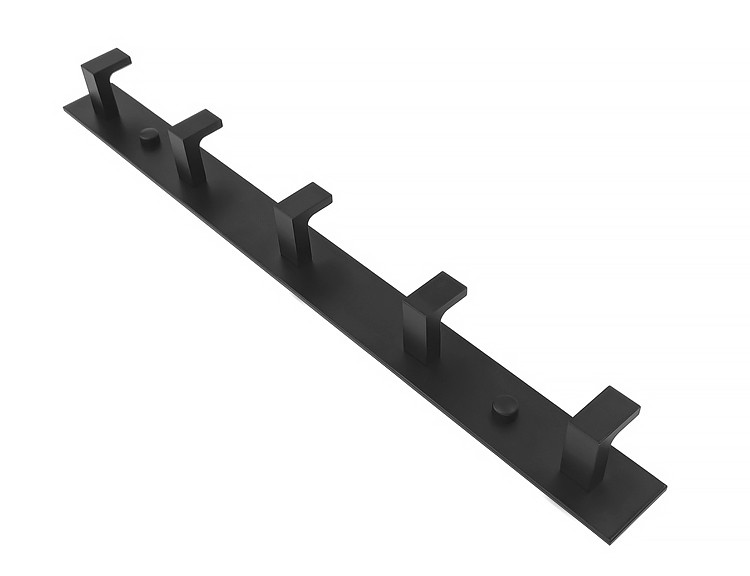 Wieszak Na Ubrania Ścienny Metalowy MEBLIVA Kusor 45.5 x 4 x 3.7 cm - Czarny
