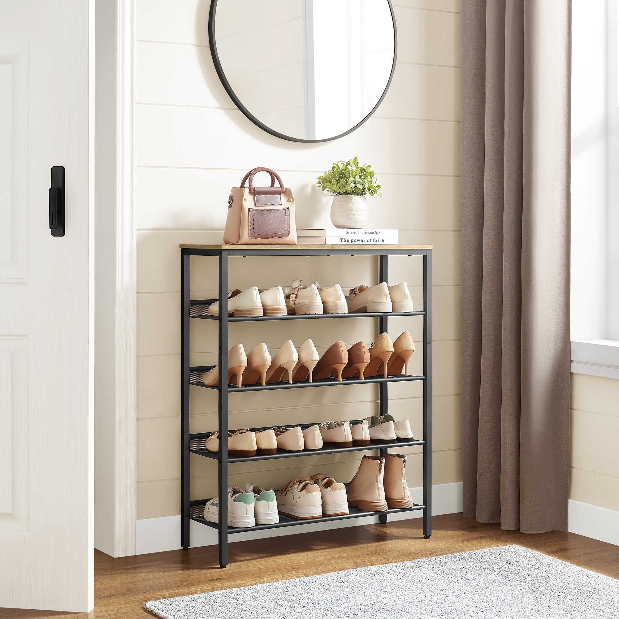 Szafka Na Buty Do Przedpokoju Z Półkami MEBLIVA Sudi 75 x 28 x 93 cm