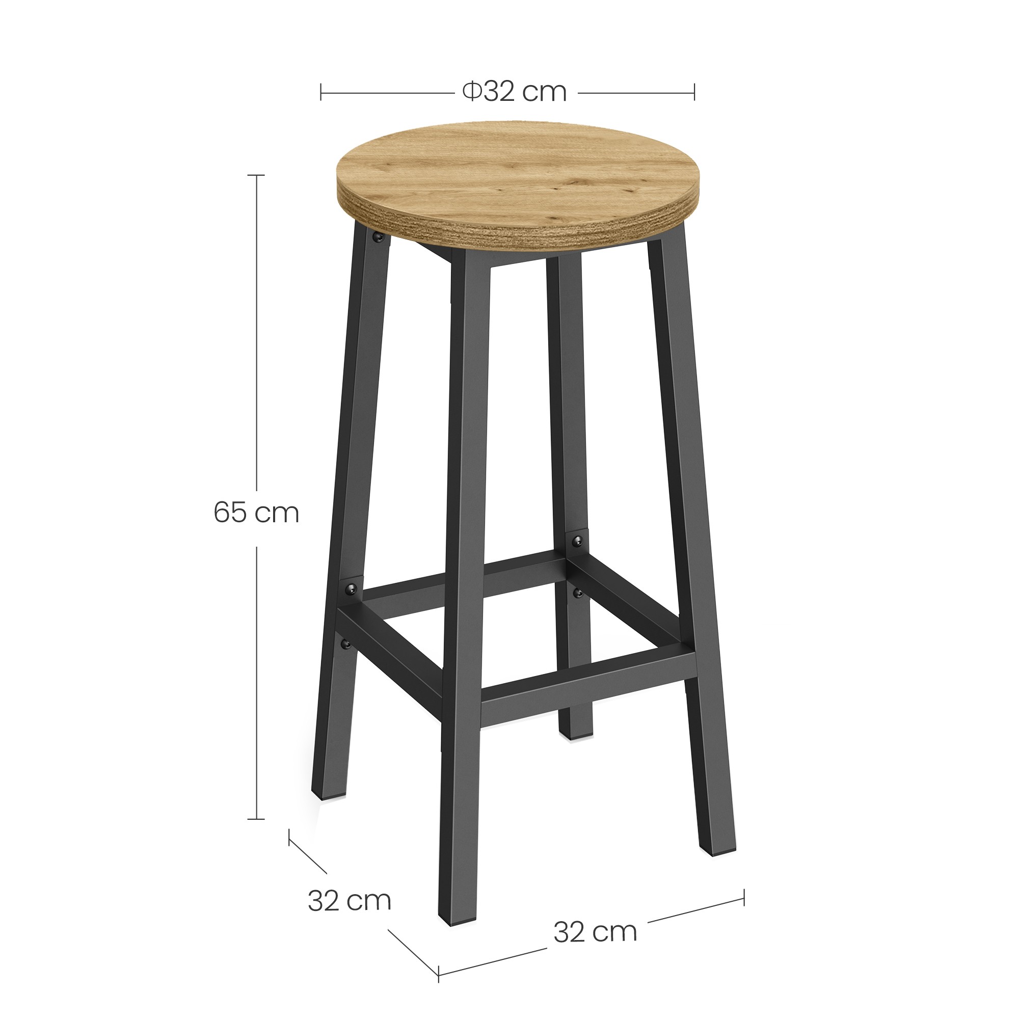 Hoker Barowy Metalowy Regulowany MEBLIVA Mabo 32 x 65 cm - Czarny