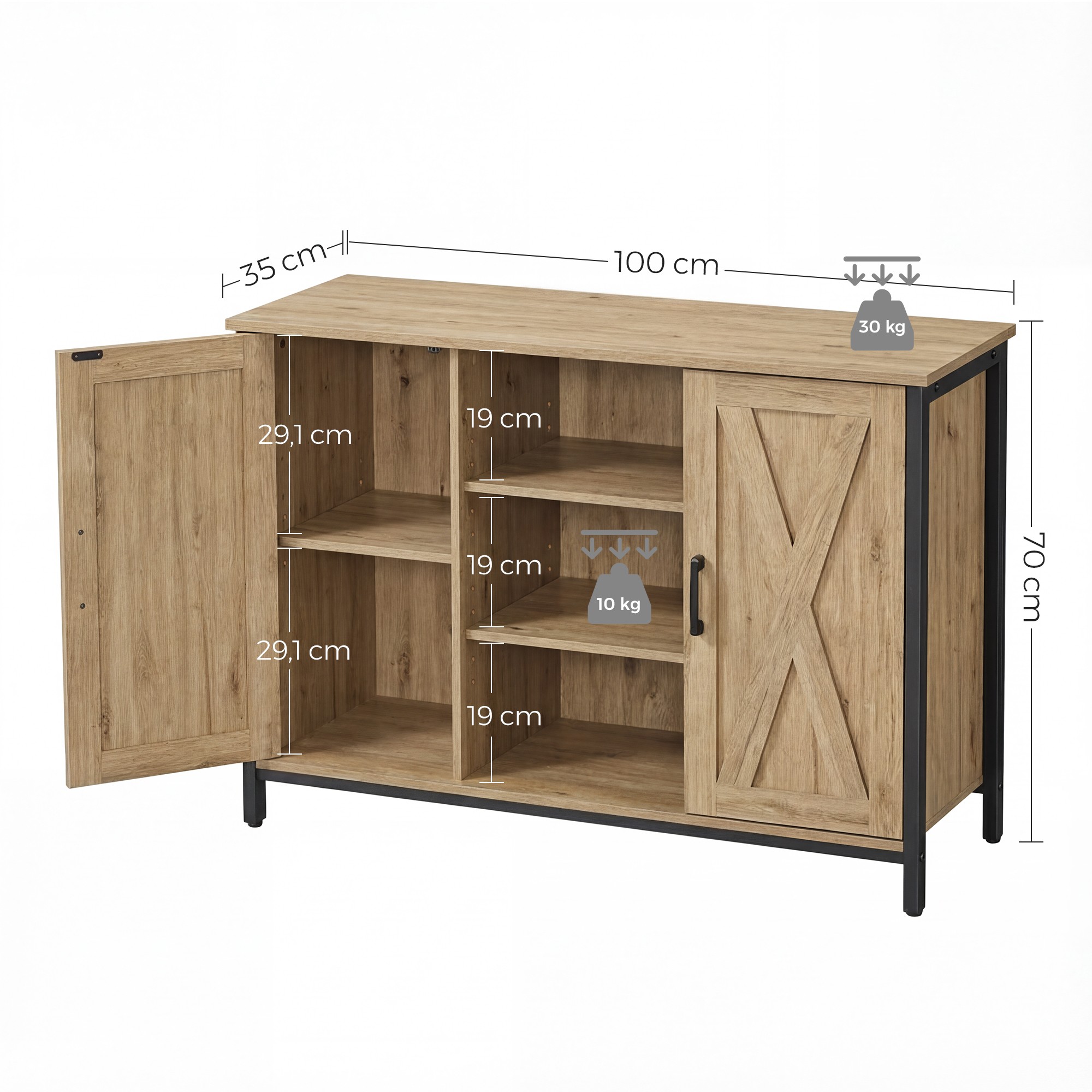 Komoda Z Szufladami MEBLIVA Tipon 100 x 35 x 70 cm - Biała