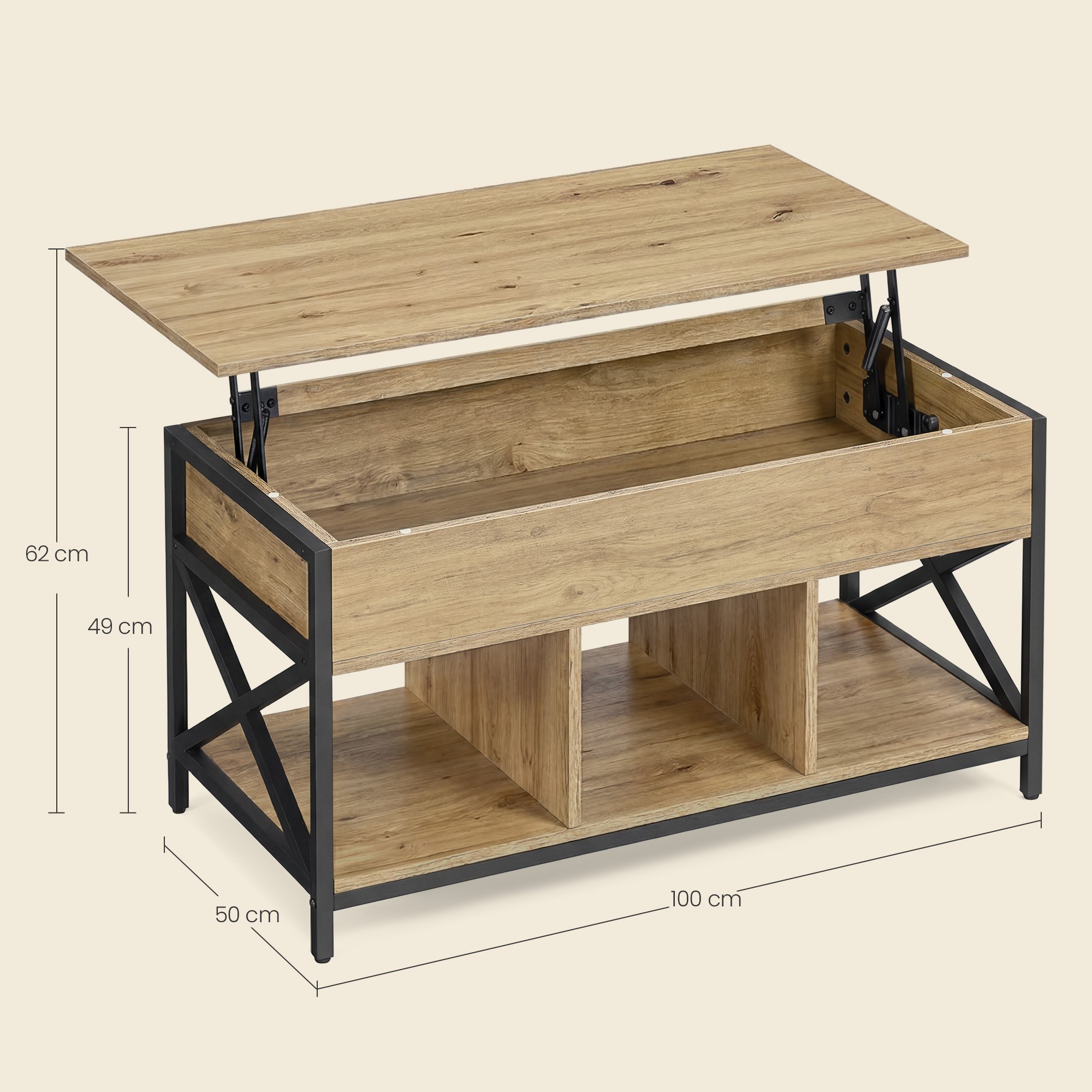 Stolik Kawowy Industrialny Czarny SELLTEO Sepo 110 x 57 x 12.5 cm