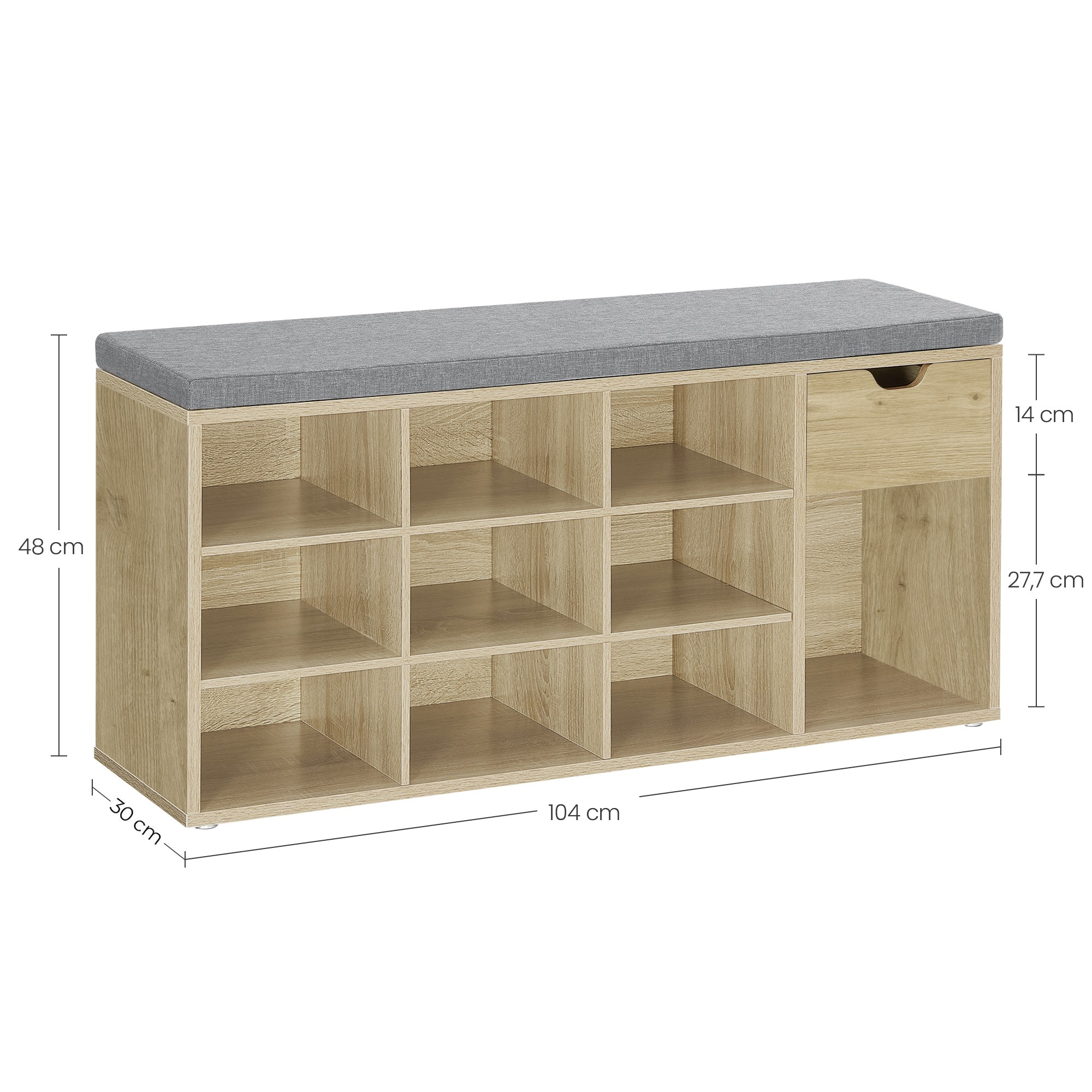 Szafka Na Buty Z Półką Do Przedpokoju MEBLIVA Sudi 104 x 30 x 48 cm - Czarna