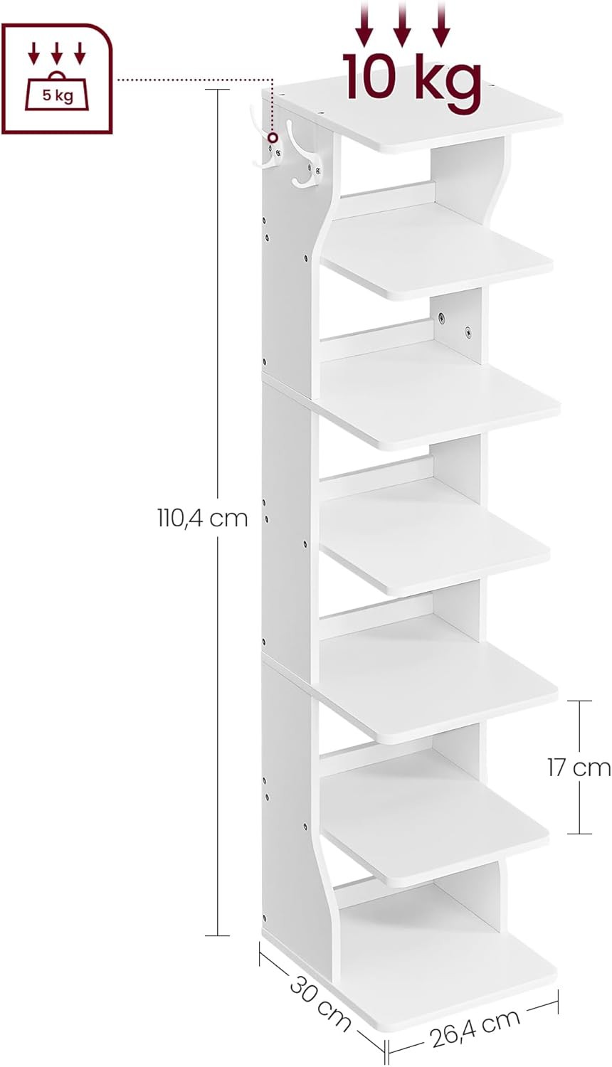 Szafka Na Buty Do Przedpokoju Drewniana MEBLIVA Sudi 26 x 30 x 110 cm