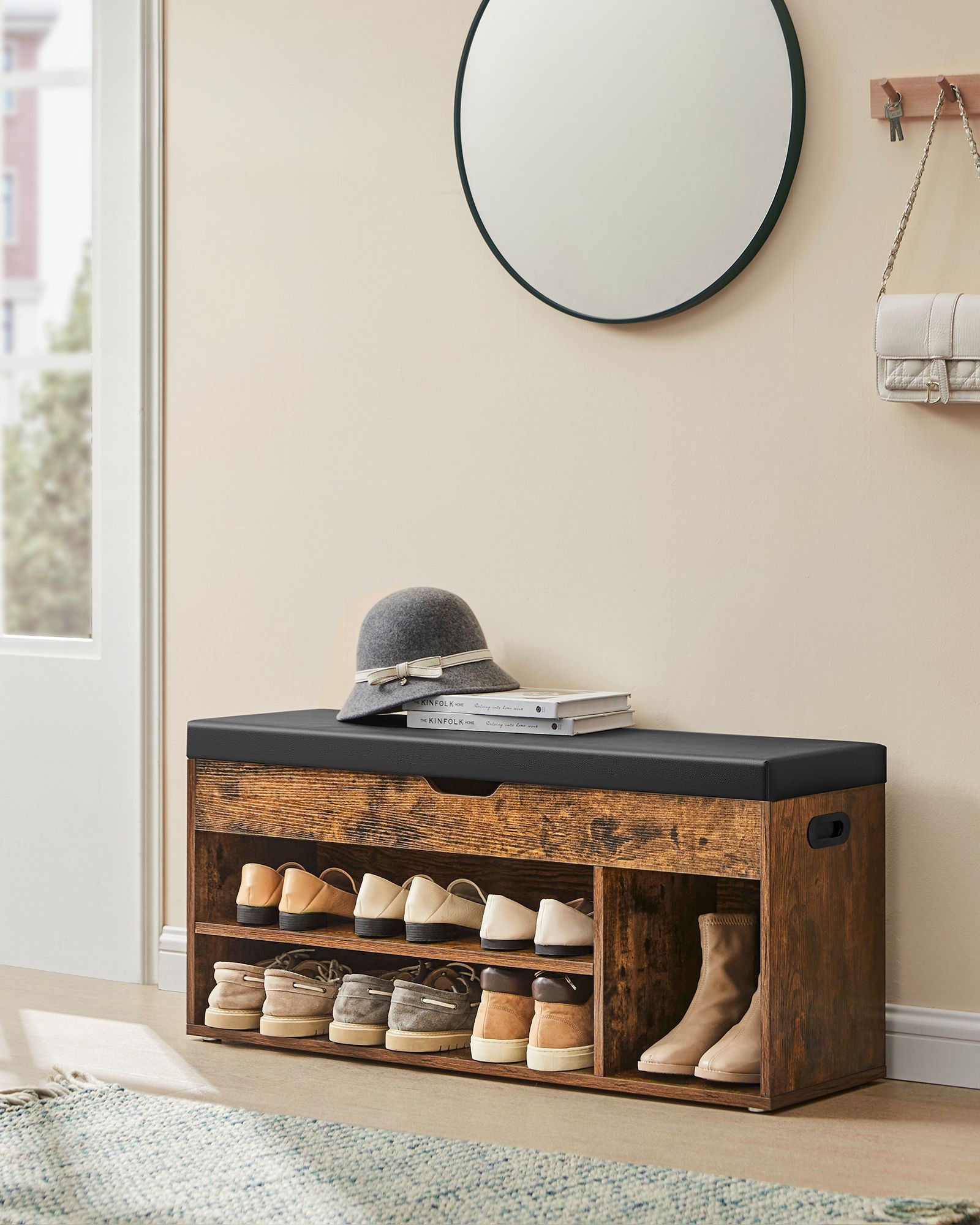Szafka Na Buty Do Przedpokoju MEBLIVA Sudi 100 x 30 x 44 cm - Biała