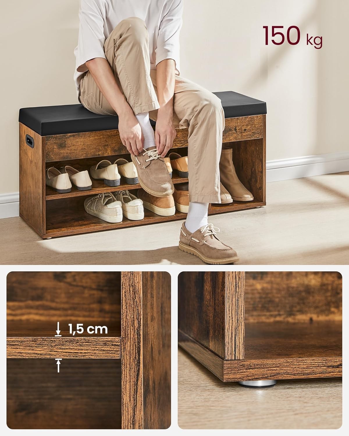 Szafka Na Buty Do Przedpokoju MEBLIVA Sudi 100 x 30 x 44 cm - Biała