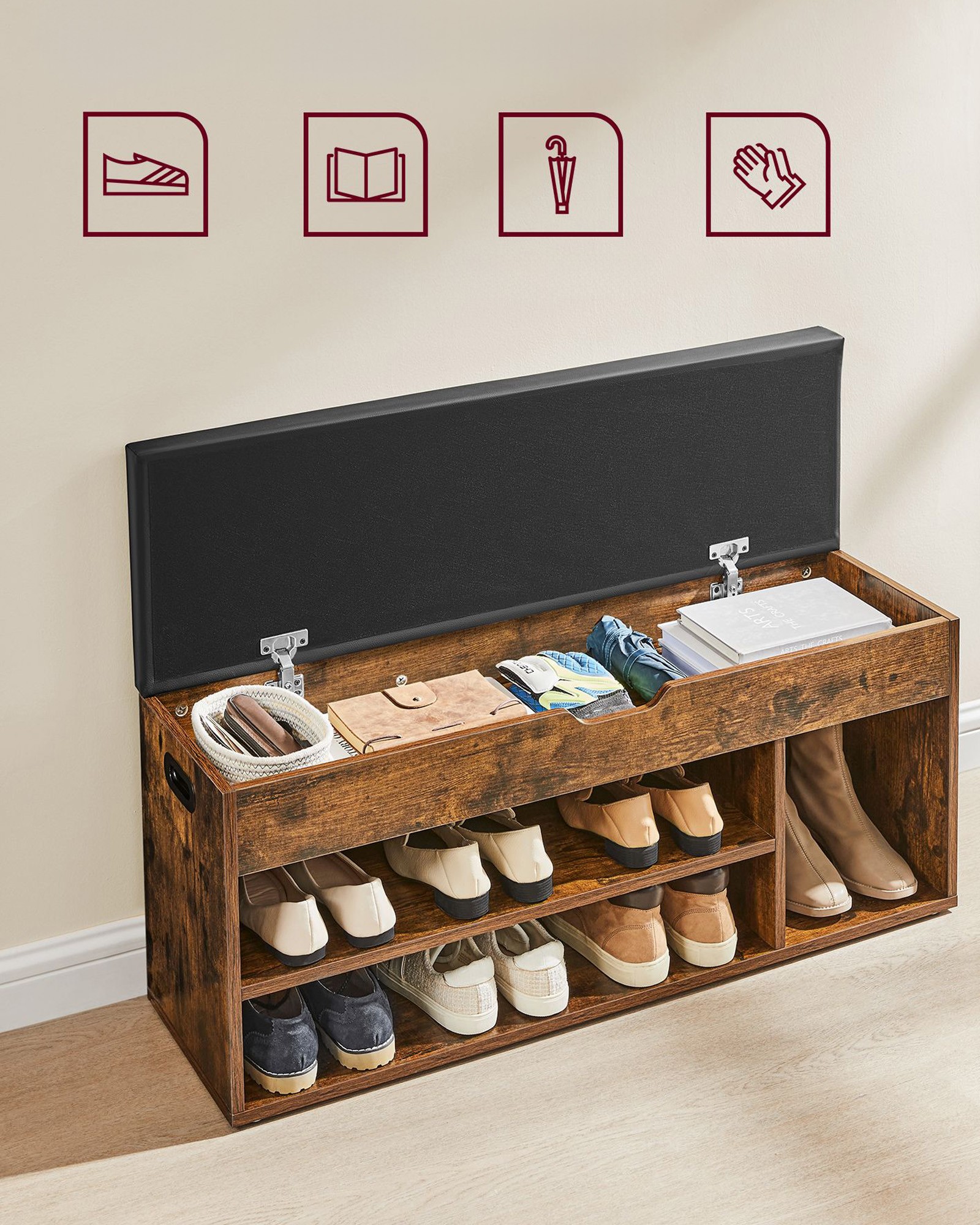 Szafka Na Buty Do Przedpokoju MEBLIVA Sudi 100 x 30 x 44 cm - Biała