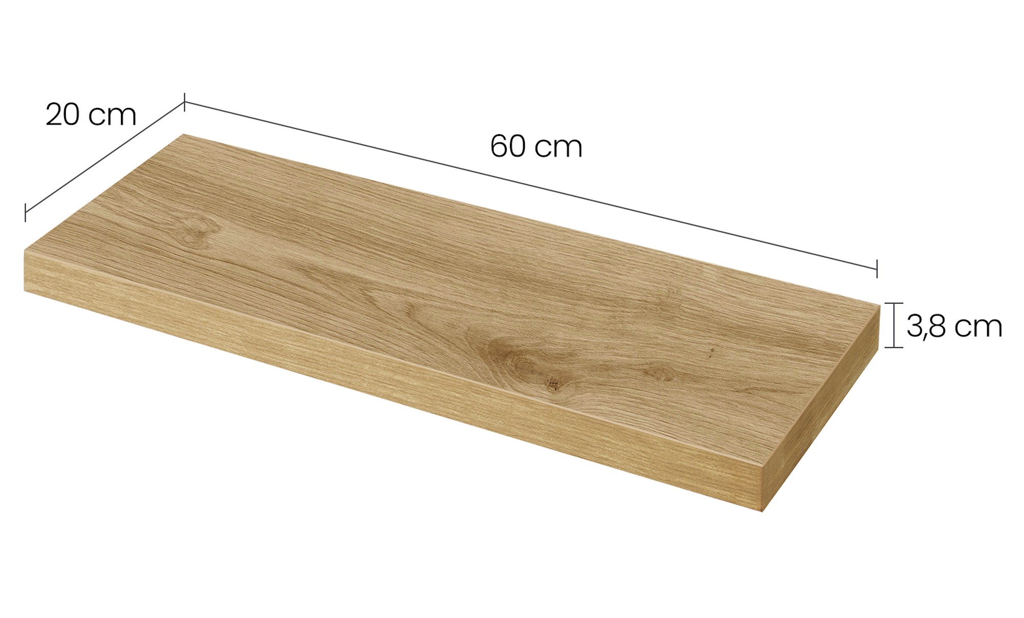 Półka Wisząca Ścienna MDF Drewniana MEBLIVA Clip 60 x 20 x 3.8 cm