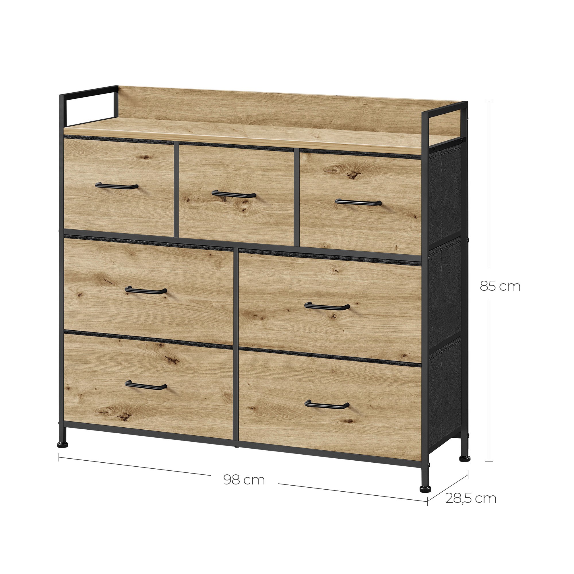 Komoda Drewniana Dąb Artisan MEBLIVA Tipon 98 x 28.5 x 85 cm