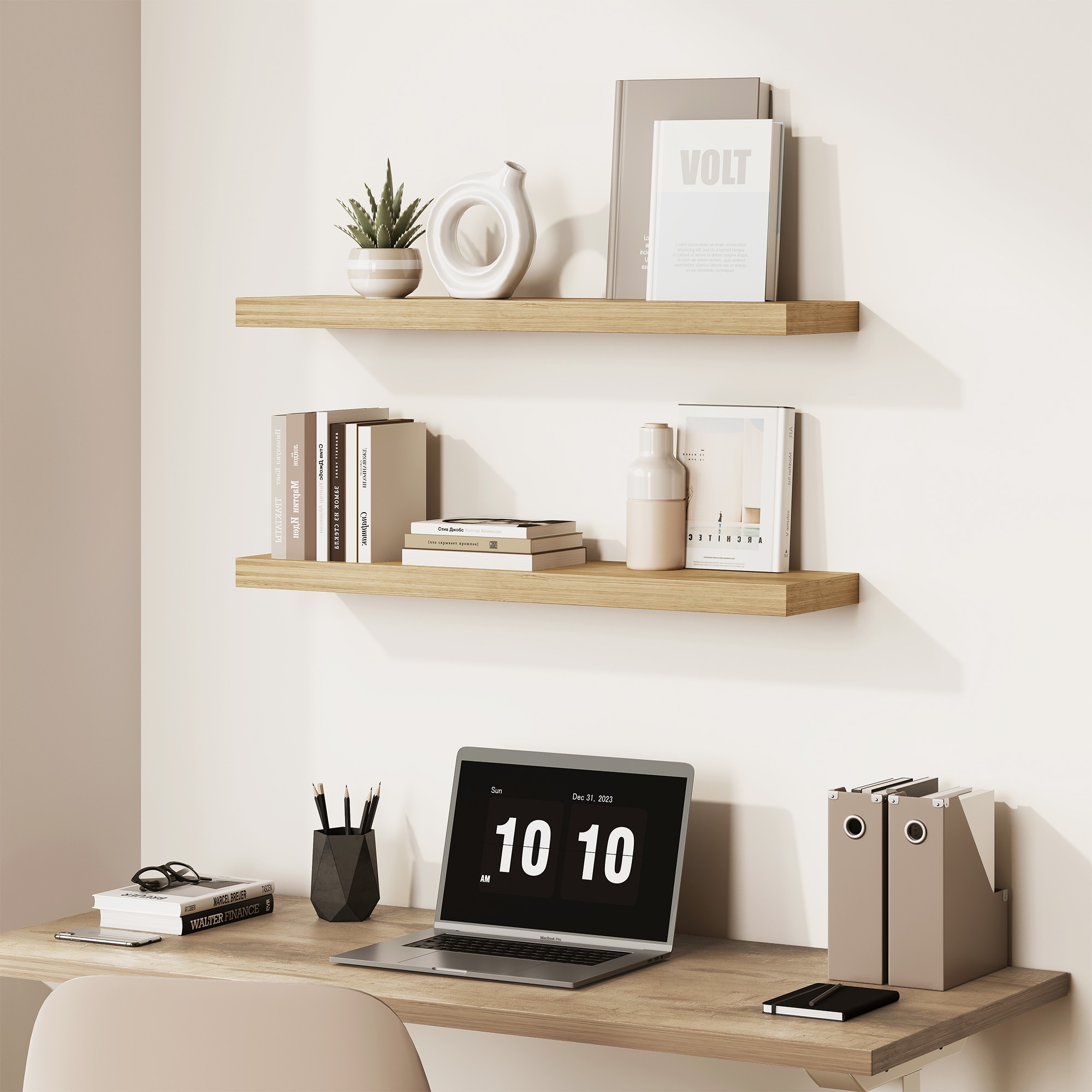 Półka Wisząca Ścienna Dąb Artisan MEBLIVA Clip 80 x 20 x 3.8 cm