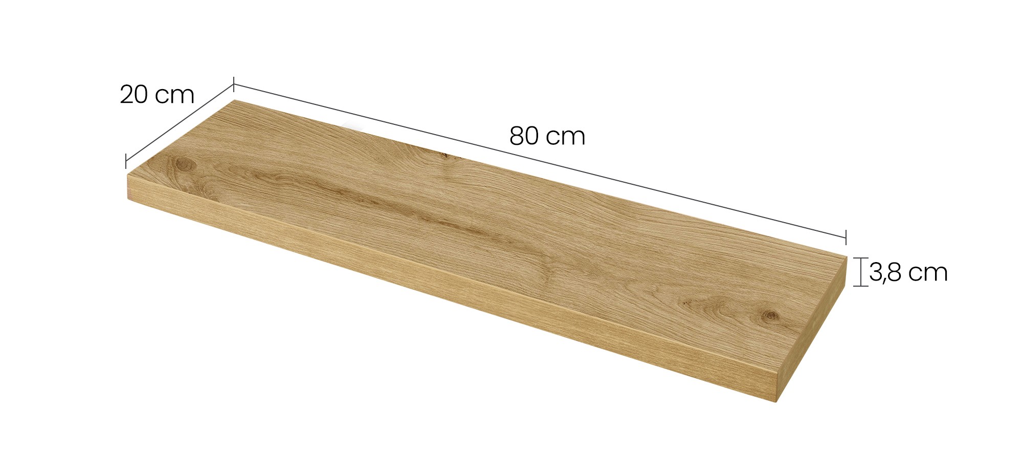 Półka Wisząca Ścienna Dąb Artisan MEBLIVA Clip 80 x 20 x 3.8 cm