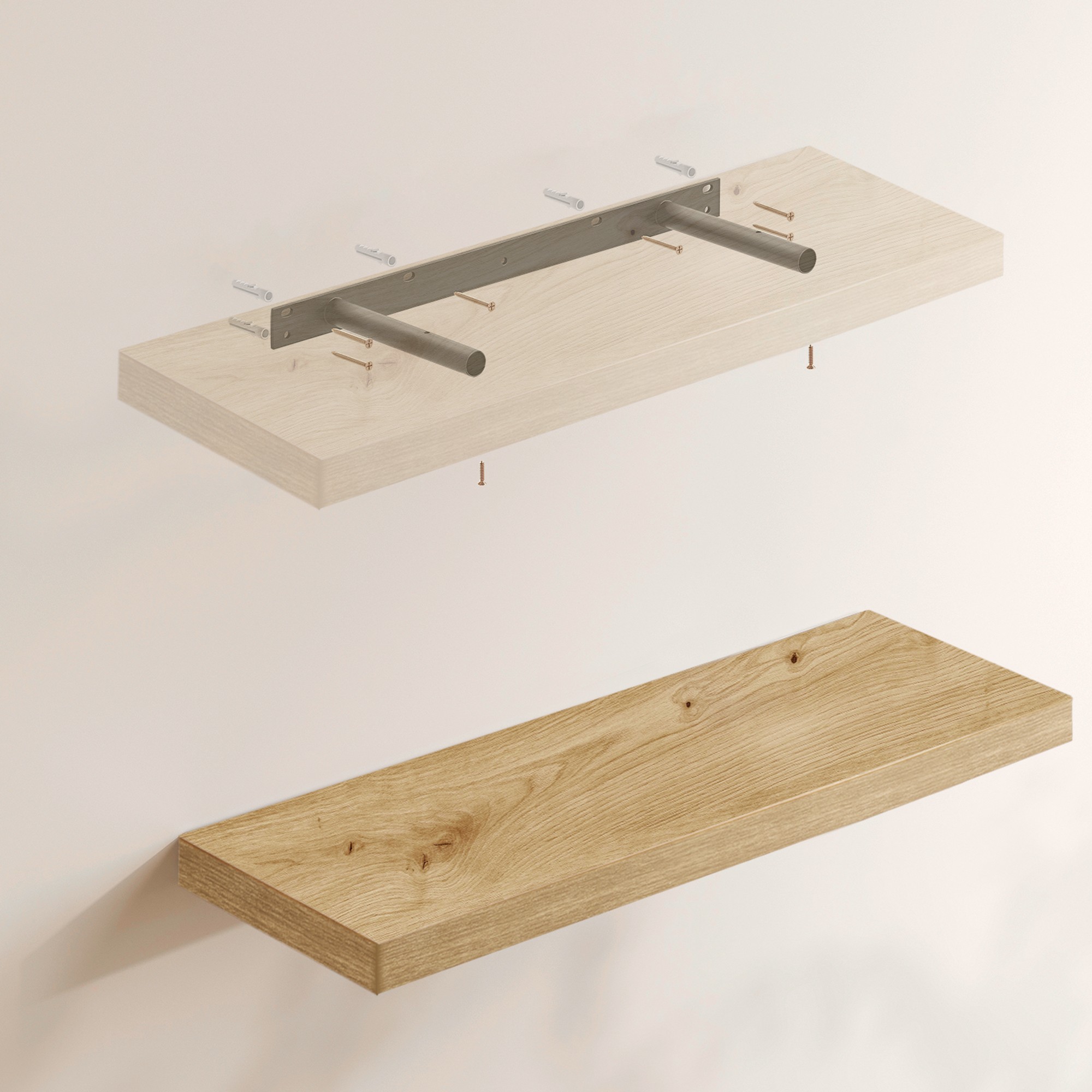 Półka Wisząca Ścienna Dąb Artisan MEBLIVA Clip 80 x 20 x 3.8 cm