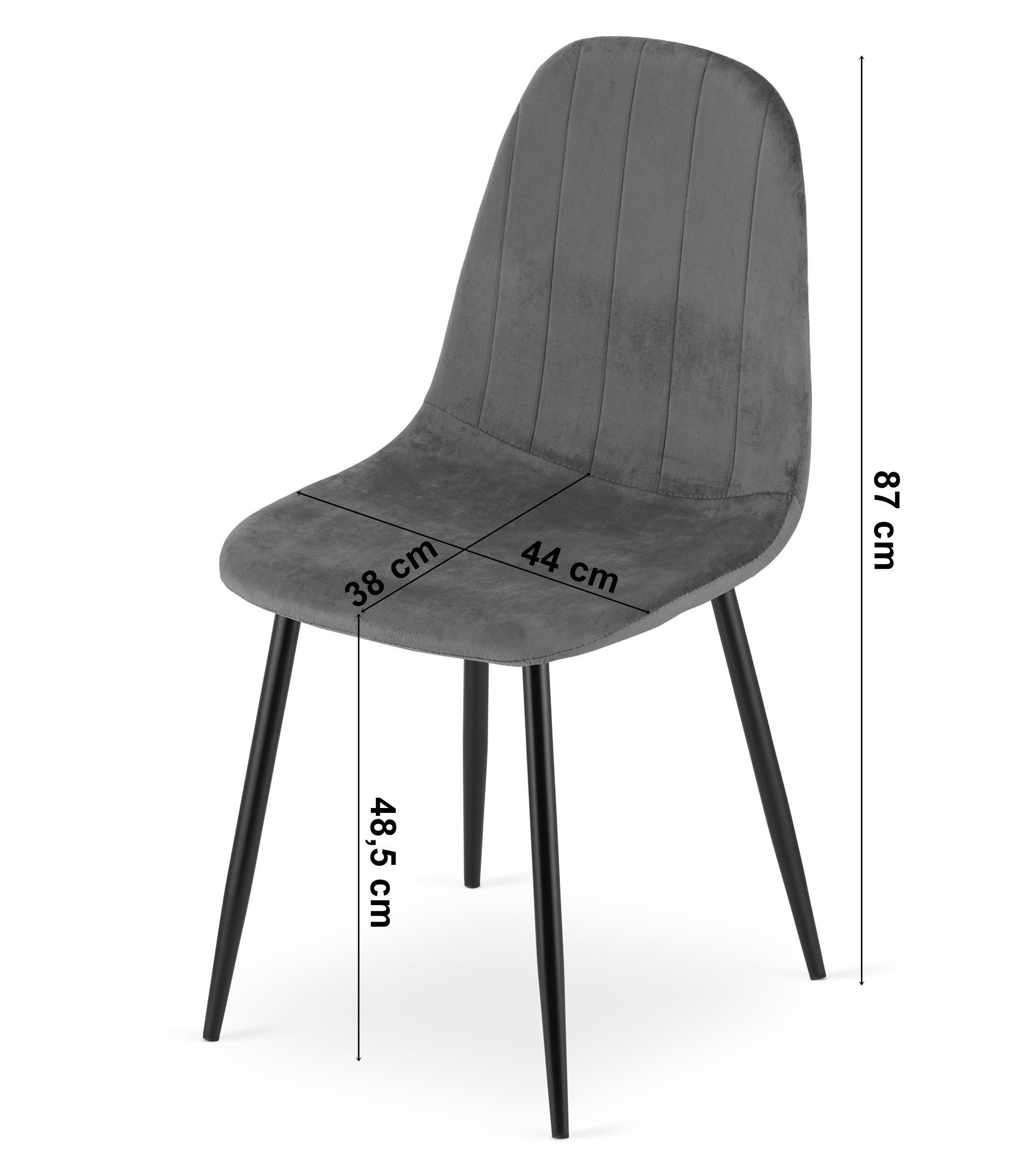 Krzesło Tapicerowane Welurowe MEBLIVA Lefan 61 x 52 x 41 cm - Czarne