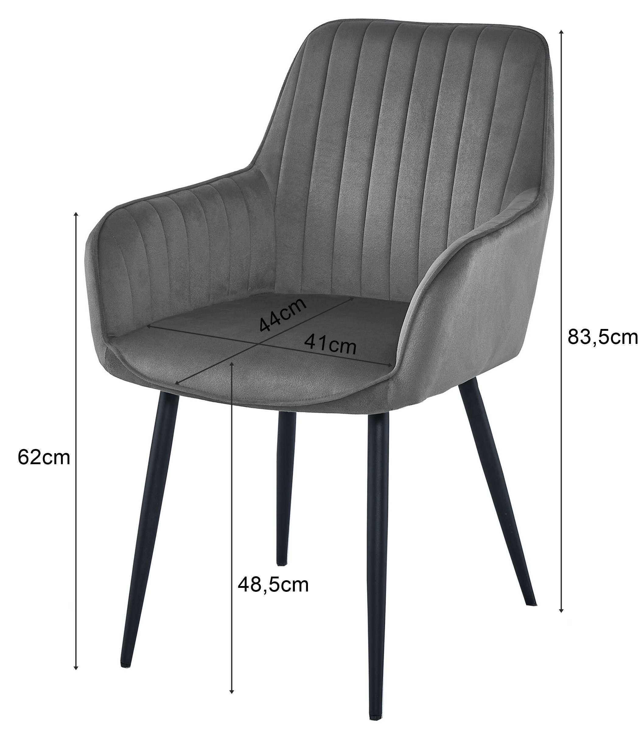 Krzesło Aksamitne MEBLIVA Mini 42 x 45.5 x 83.5 cm - Czarne