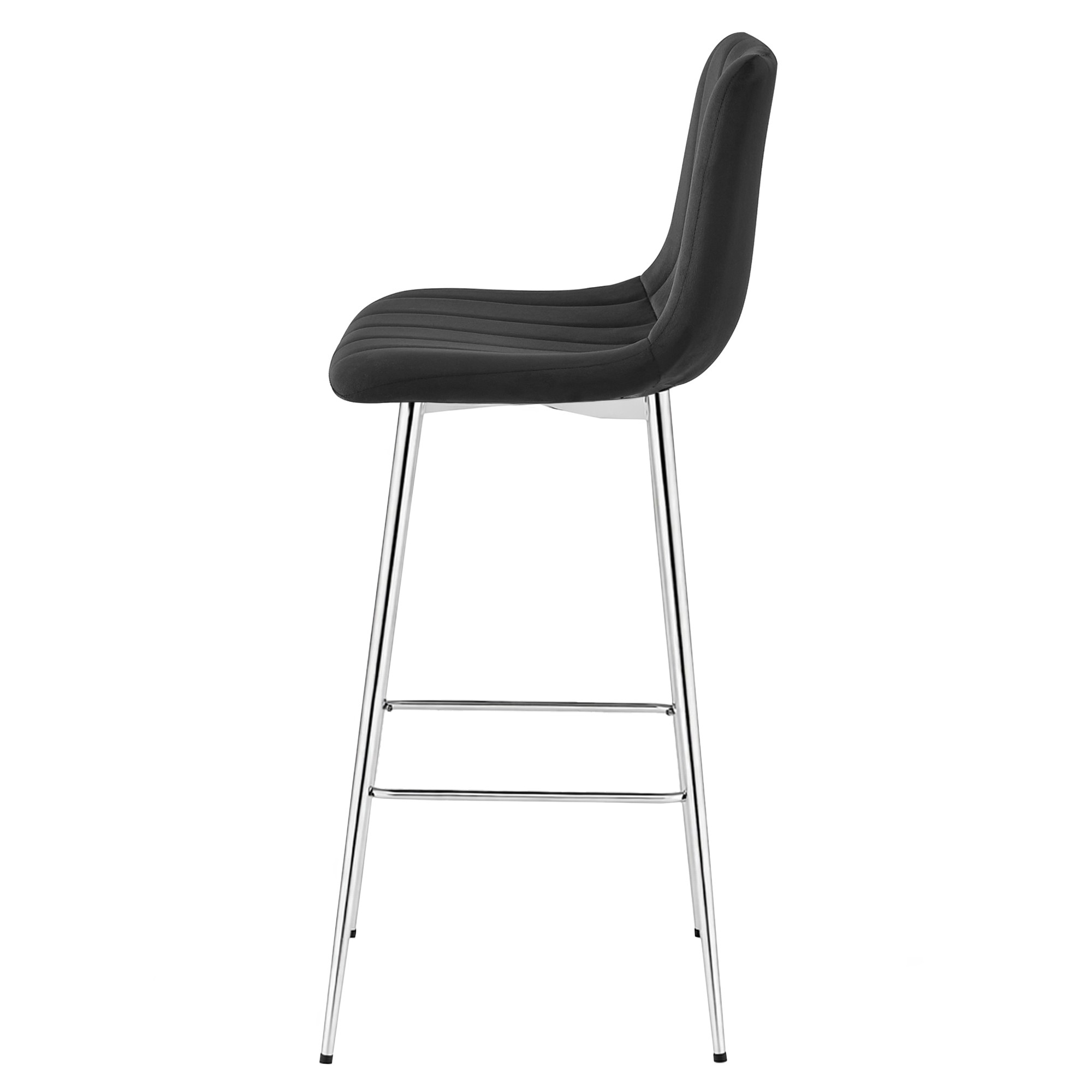 Hoker Kuchenny Aksamitny Nogi Chrom 60 x 58 x 56 cm - Czarny
