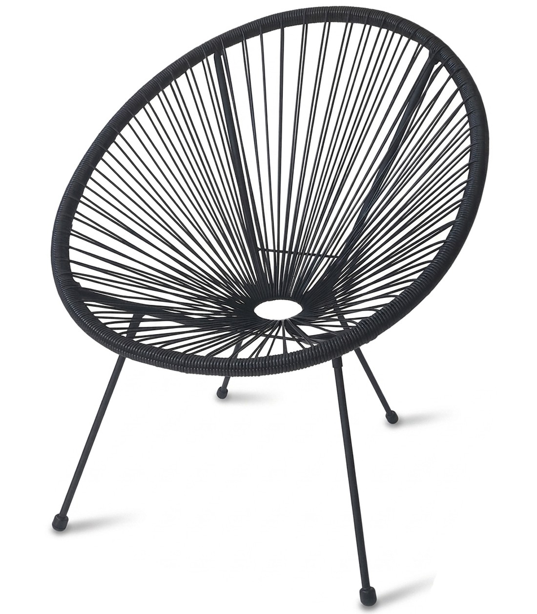 Krzesło Ogrodowe Technorattanowe MEBLIVA Gesir 74 x 42 x 89 cm - Czarne