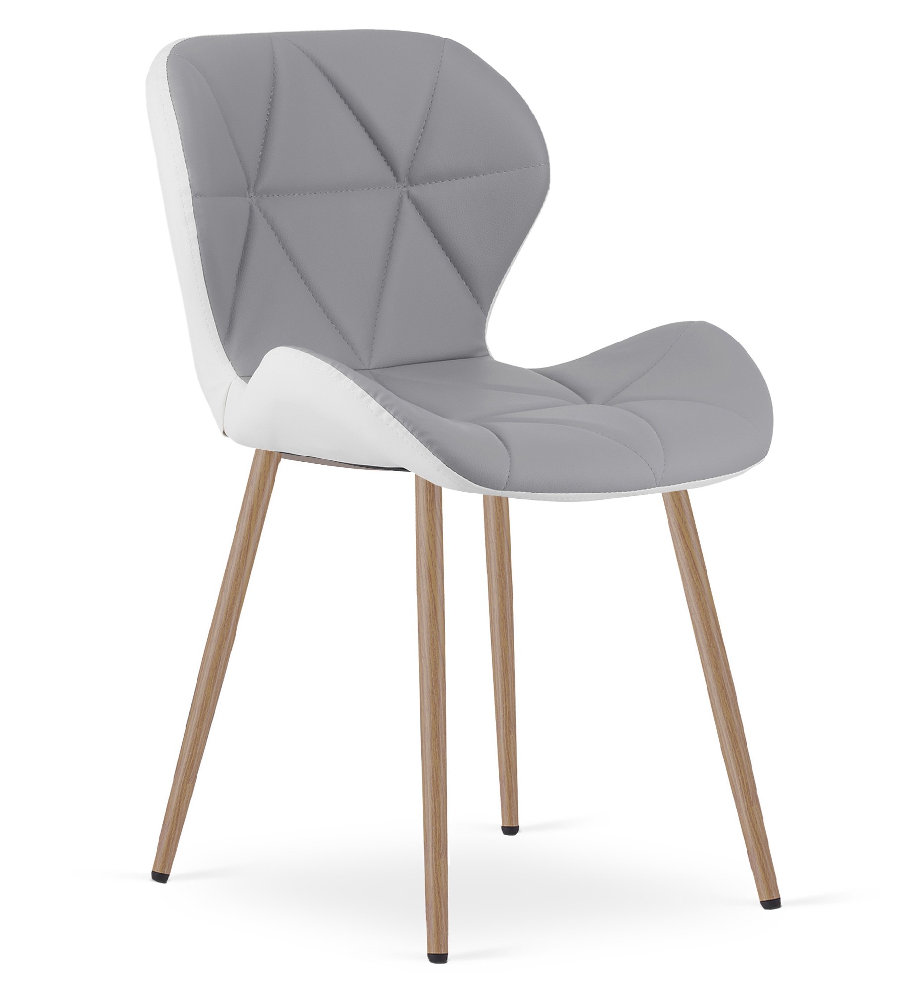 Krzesło Ekoskóra Dąb MEBLIVA Lufol 52x47x46 cm - Szaro-Biały
