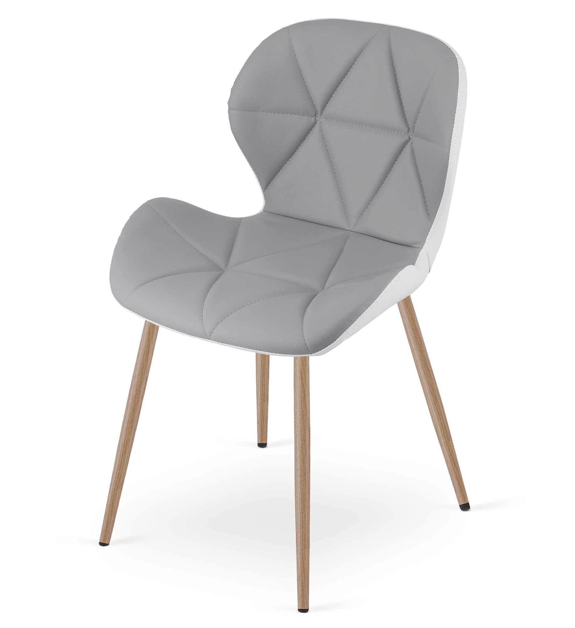 Krzesło Ekoskóra Dąb MEBLIVA Lufol 52x47x46 cm - Szaro-Biały