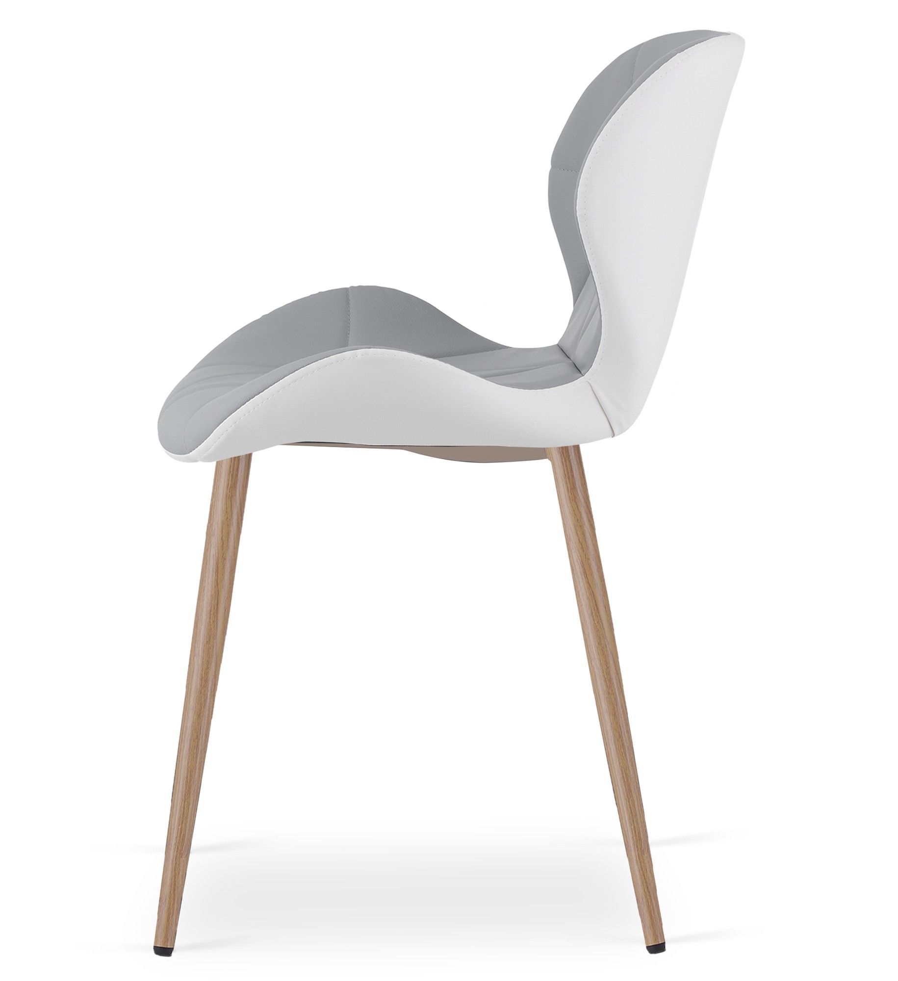 Krzesło Ekoskóra Dąb MEBLIVA Lufol 52x47x46 cm - Szaro-Biały