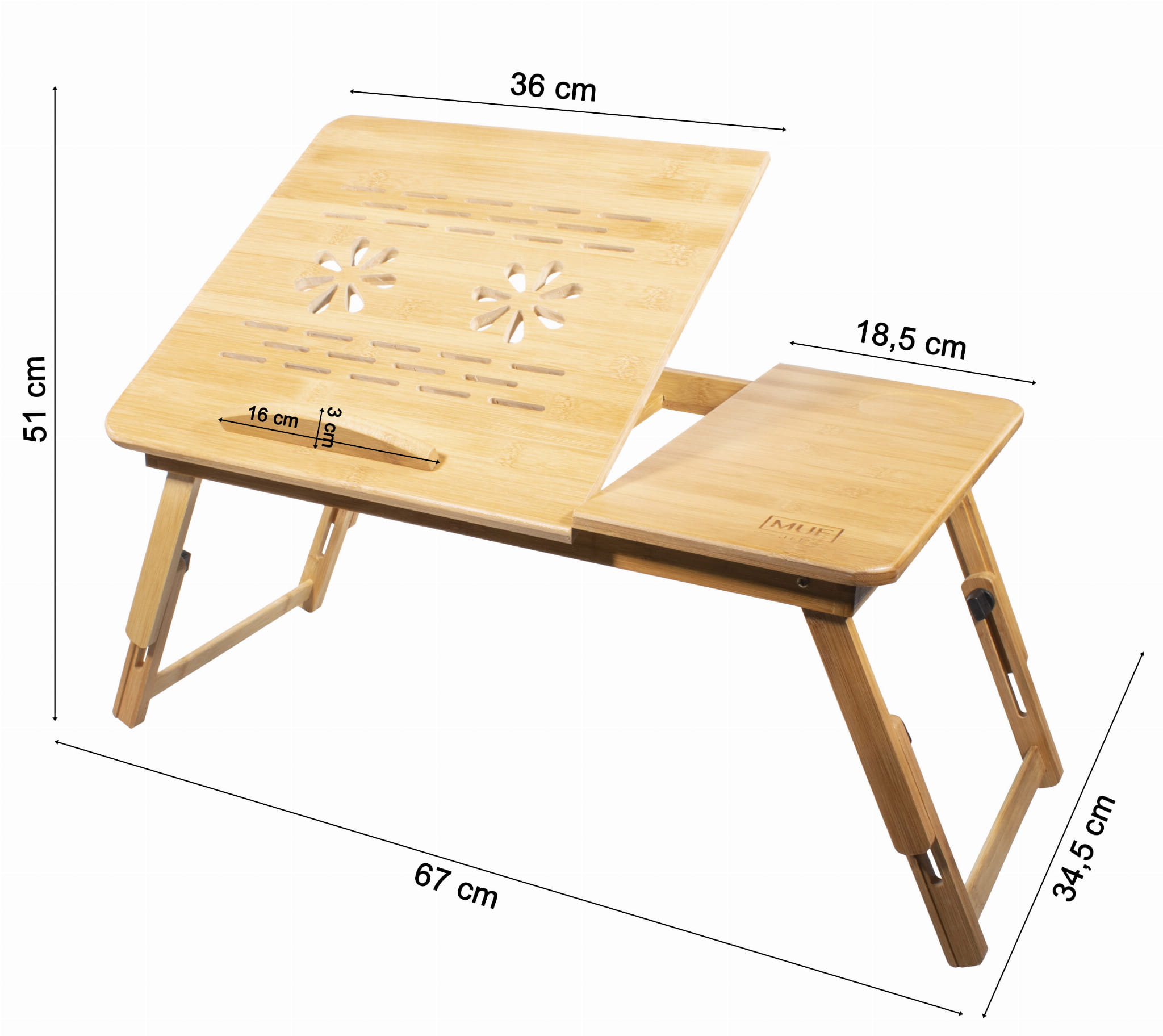 Stolik Bambusowy Składany MEBLIVA Matera 60 x 30 x 27 cm