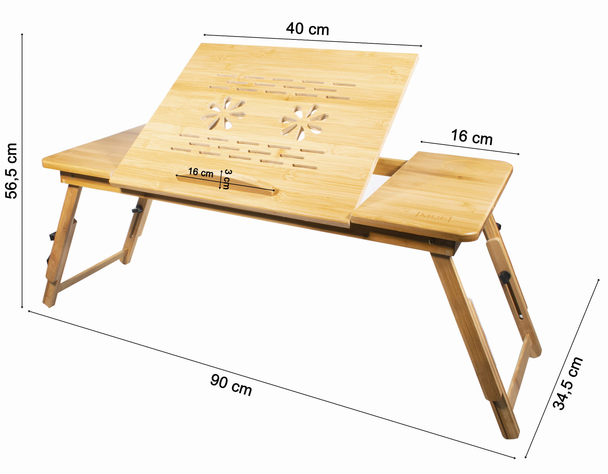 Stolik Bambusowy Składany MEBLIVA Matera 64 x 30 x 25.3 cm