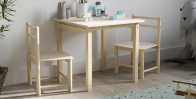 Stolik Dziecięcy ECO Z 2 Krzesełkami Naturalne Drewno