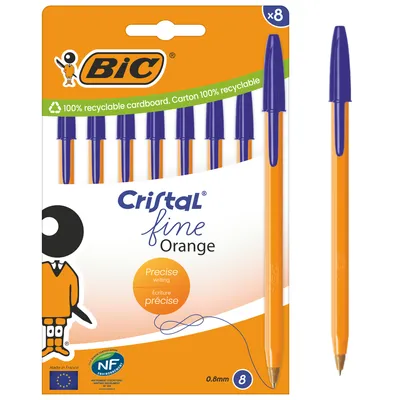 BIC Cristal Fine Orange Długopis 8 Sztuk - Niebieski