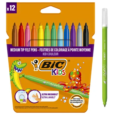 BIC Kids Kid Couleur Flamastry Mazaki Pisaki Pudełko 12 Sztuk