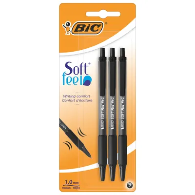BIC Soft Feel Długopis 3 Sztuki - Czarny