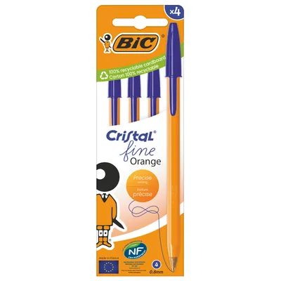 BIC Cristal Fine Orange Długopis 4 Sztuki - Niebieski