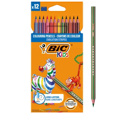 BIC Kids Evolution Stripes ECO Kredki Ołówkowe Pudełko 12 Sztuk