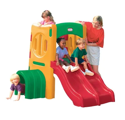 Plac Zabaw Z Podwójną Zjeżdżalnią Tunelem Wspinaczką Little Tikes