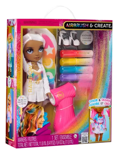 Lalka Rainbow High Z Pędzlem Airbrush Do Malowania Oczy - Szare