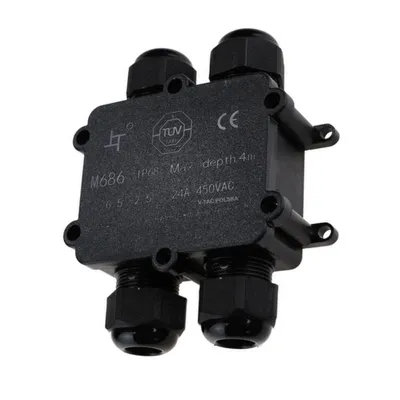 Puszka Złączka Mufa Hermetyczna 4X4PIN 0.5-4MM2 Średnica Przewodu 8-12MM IP68 V-TAC VT-871 - Czarna