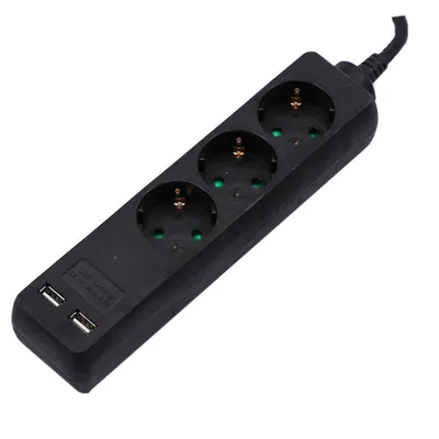 Przedłużacz 3 Gniazda V-TAC 2 Porty USB (3g 1.5MM2 x 5m) VT-1125-2 - Czarny