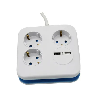 Przedłużacz Kwadrat 3 Gniazda 2 Porty USB 1.55mm 1.4m V-TAC VT-1153-2