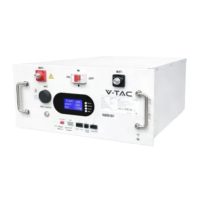 Magazyn Bank Energii V-TAC 9.6KWH 48V 200Ah LIFEPO4 Rack BMS Obudowa VT-91600 10 Lat Gwarancji - Biała