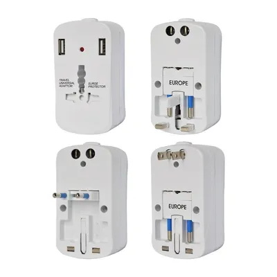 Uniwersalny Adapter Podróżny Z Zabezpieczeniem 2XUSB 2A V-TAC