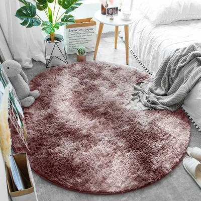 Dywan Okrągły Shaggy Ombre 140x140 cm Do Salonu - Fioletowy
