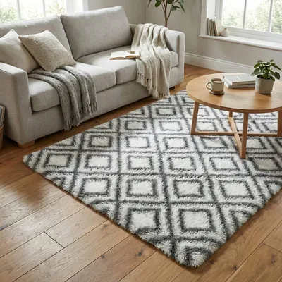 Dywan Shaggy Decor 170x120 cm Miękki Do Salonu - Biały