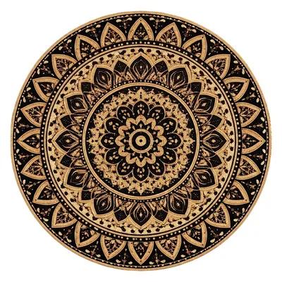Dywan Okrągły Mandala 120x120 Do Salonu Orientalny Antypoślizgowy