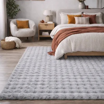 Dywan Rabbit Bubble 150x80 cm Do Salonu I Sypialni - Srebrny
