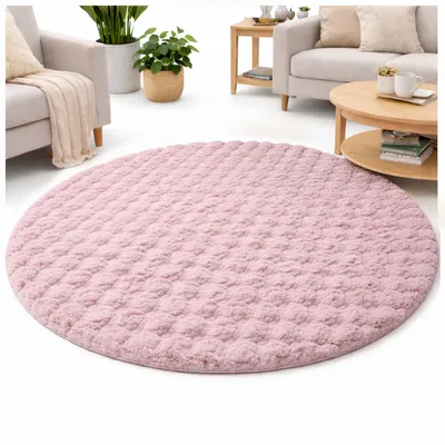 Dywan Okrągły Rabbit Bubble 120 cm - Różowy