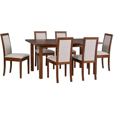 Stół DS30 Orzech Laminat + Krzesła DK32 (6 Szt.) Orzech / 11B