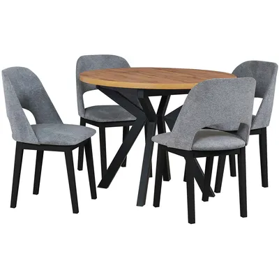 Stół DS58 Artisan Laminat / Czarny + Krzesła DK28 (4 Szt.) Czarny / 37A