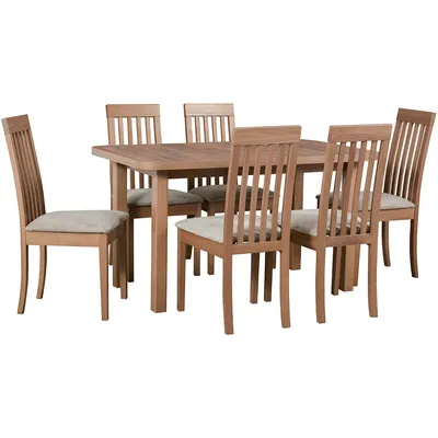 Stół DS13 Orzech Jasny Laminat + Krzesła DK37 (6 Szt.) Orzech Jasny / 35A