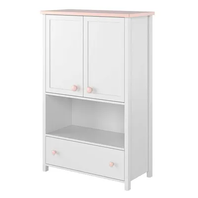 Komoda 2D1S Biały/Różowy LUNA LN11